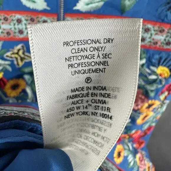 Alice + Olivia Patty Riviera Floral Embroidered A Line Mini Dress Size US 8 - Picture 12 of 15